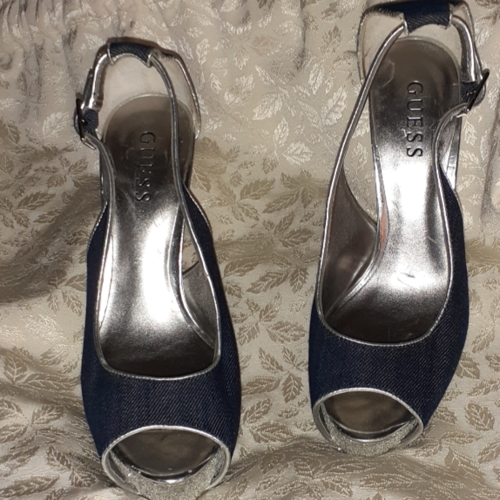 Guess Deniem and Silver glitter Heels